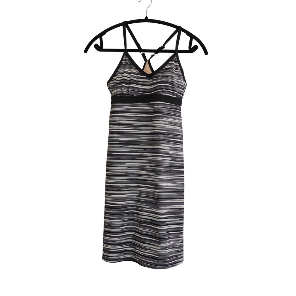 Athleta XXS Gray Striped‎ Strappy Active Dress  V-Neck Mini Printed Shorebreak